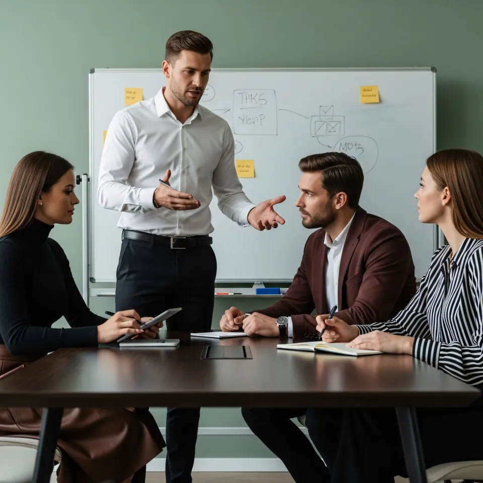 Sessione di coaching con coach e cliente al tavolo